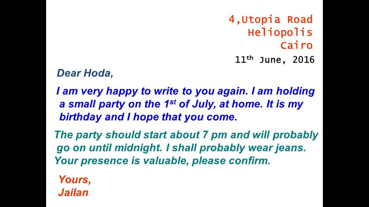 How To Write An Informal Letter ( Invitation) And An E MailØ«Ø§ÙÙÙØ©